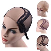 4&quot-X4&quot- U parte gorra de encaje suiza para hacer pelucas con correas ajustables peluca de malla(negro L)